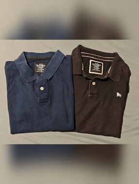 Lot of 2 Old Navy Men's Classic Short Sleeve Polo Shirts Black/Dark Blue Size XL